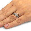Meteorite, Dino Bone & Whiskey Oak Wedding Band-4437 - Jewelry by Johan