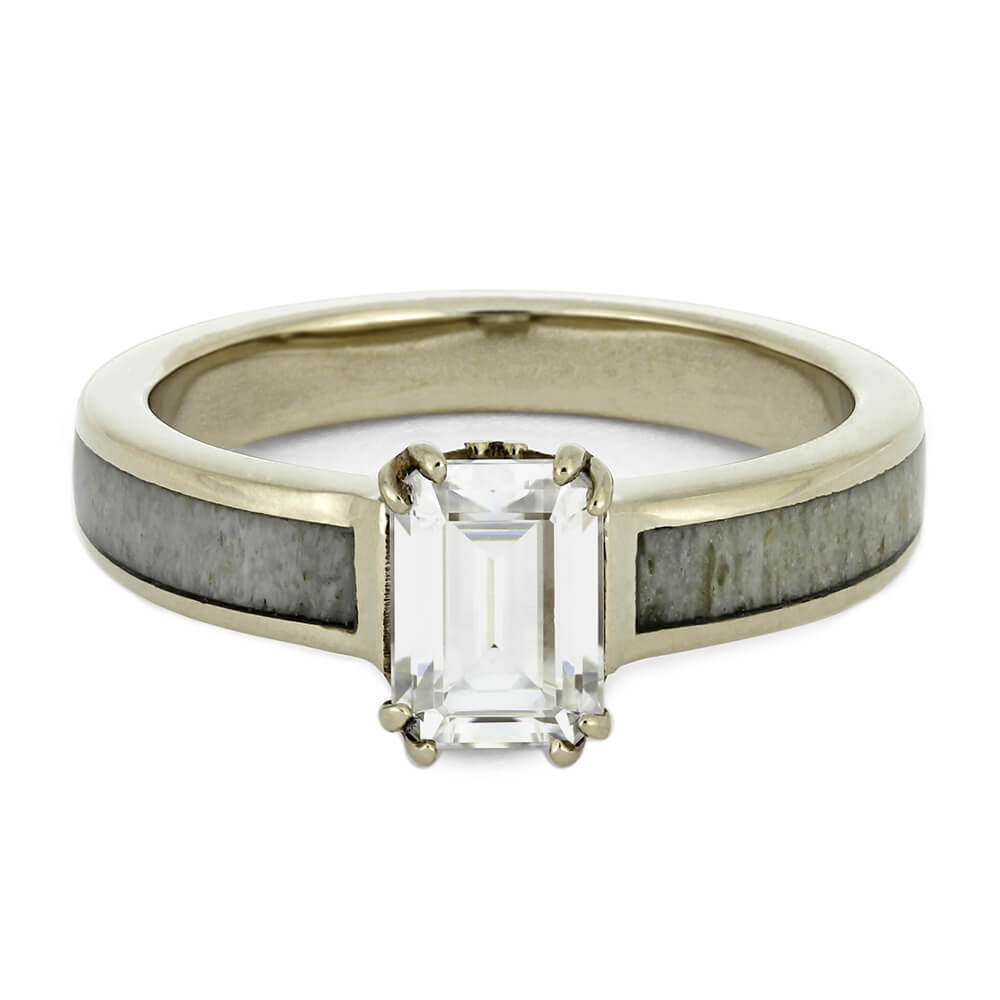 Antler Engagement Ring with Emerald Cut Moissanite-4439 - Jewelry by Johan