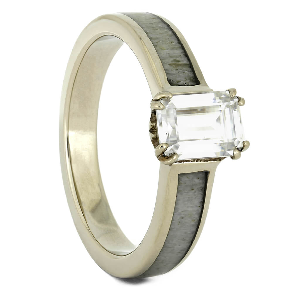 Antler Engagement Ring with Emerald Cut Moissanite-4439 - Jewelry by Johan