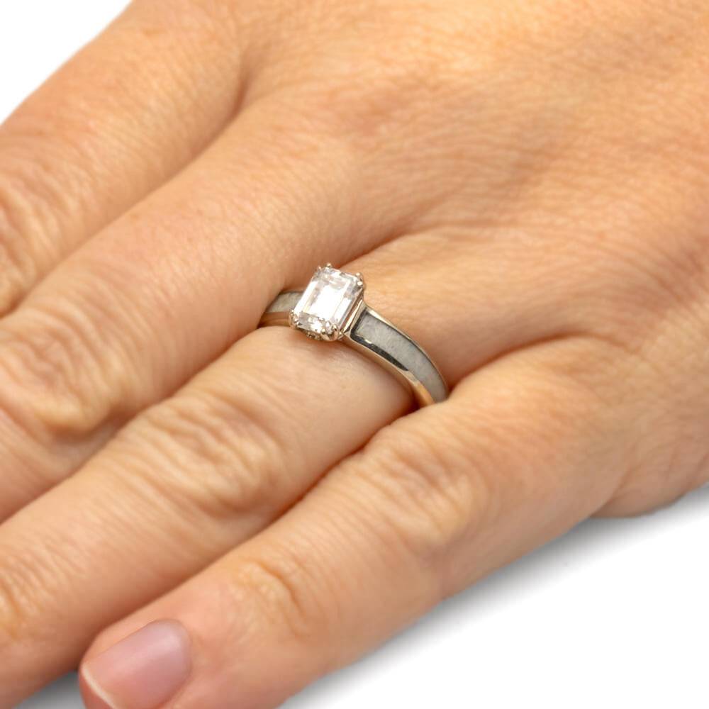 Antler Engagement Ring with Emerald Cut Moissanite-4439 - Jewelry by Johan