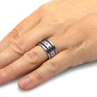 Wide Blue Sapphire Wedding Band with Navy Blue Stardust™-4443 - Jewelry by Johan