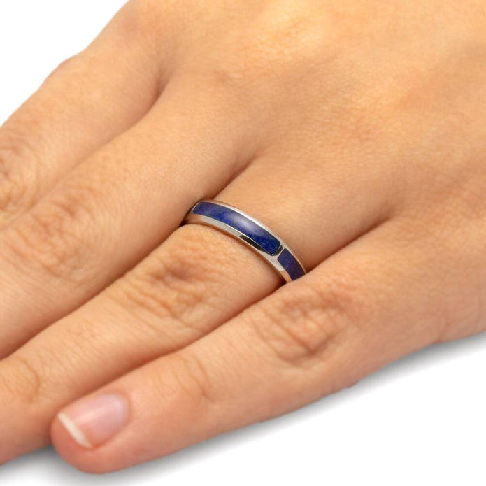 Lapis Lazuli Wedding Band in Platinum-4444 - Jewelry by Johan