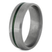 Men's Matte Titanium Wedding Band with Green Wood Pinstripe-4451 - Jewelry by Johan