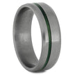 Men's Matte Titanium Wedding Band with Green Wood Pinstripe-4451 - Jewelry by Johan