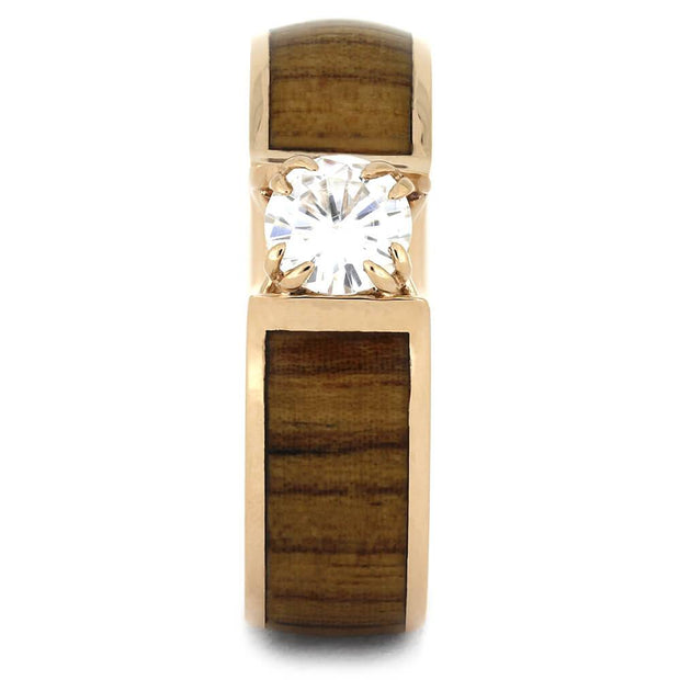 Rose Gold Engagement Ring with Rosewood Inlay-4452 - Jewelry by Johan