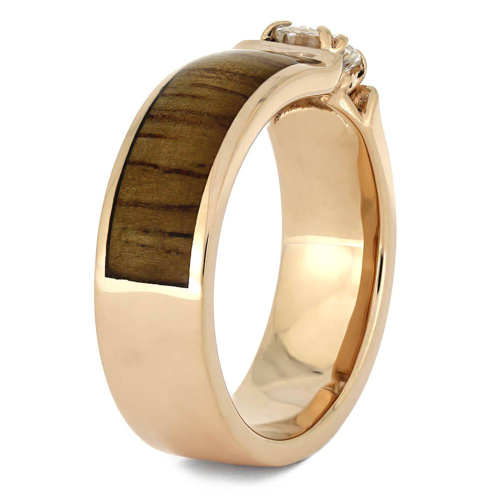 Rose Gold Engagement Ring with Rosewood Inlay-4452 - Jewelry by Johan