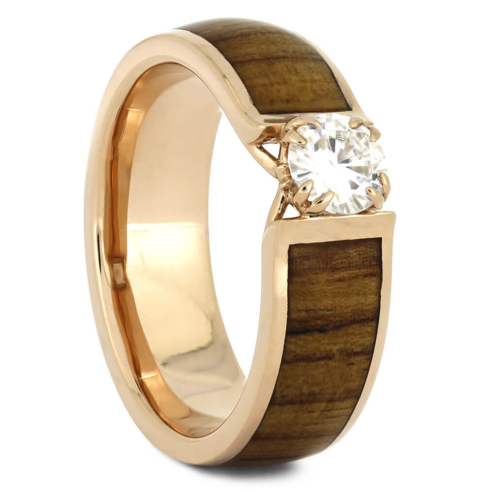Rose Gold Engagement Ring with Rosewood Inlay-4452 - Jewelry by Johan