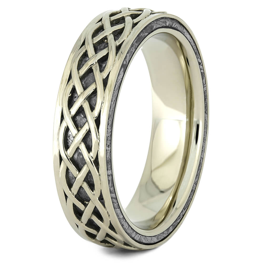 Meteorite Celtic Ring in White Gold-4454 - Jewelry by Johan
