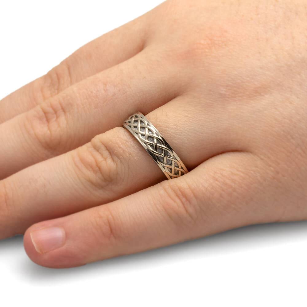Meteorite Celtic Ring in White Gold-4454 - Jewelry by Johan