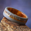 Lignum Vitae Wood Wedding Band with Crushed Dinosaur Bone