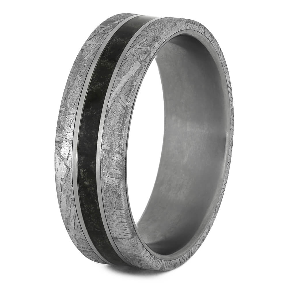 Lava Ring with Meteorite and Matte Titanium-4457 - Jewelry by Johan