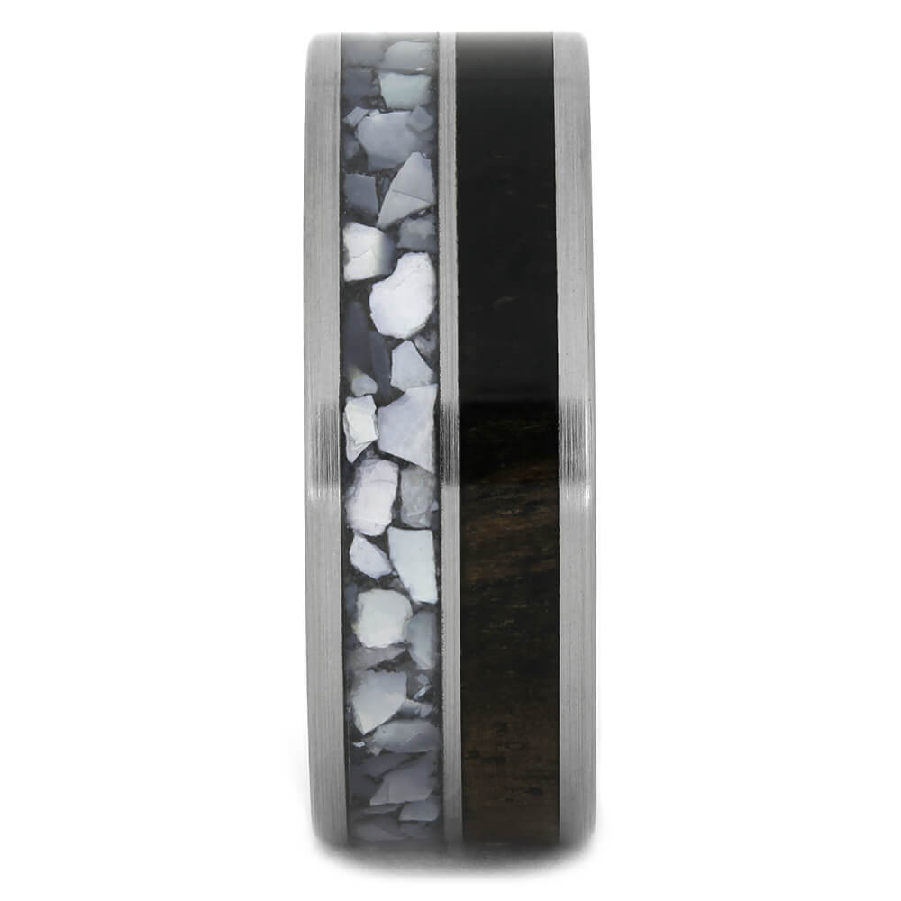 Mother of Pearl Ring for Men with Ebony Wood-4463 - Jewelry by Johan