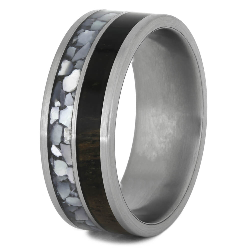 Mother of Pearl Ring for Men with Ebony Wood-4463 - Jewelry by Johan