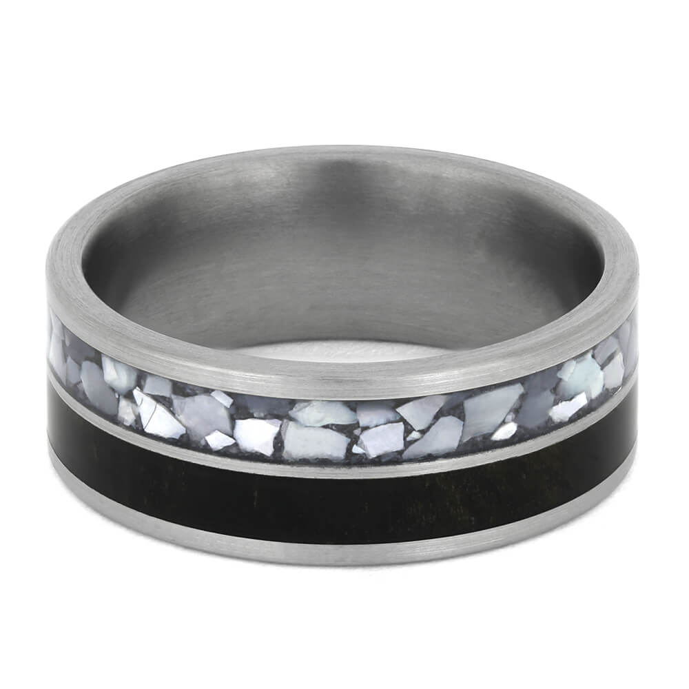 Mother of Pearl Ring for Men with Ebony Wood-4463 - Jewelry by Johan