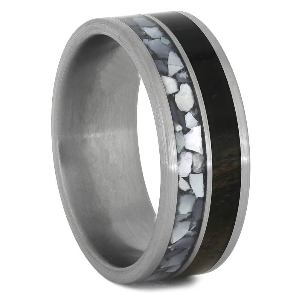 Mother of Pearl Ring for Men with Ebony Wood-4463 - Jewelry by Johan