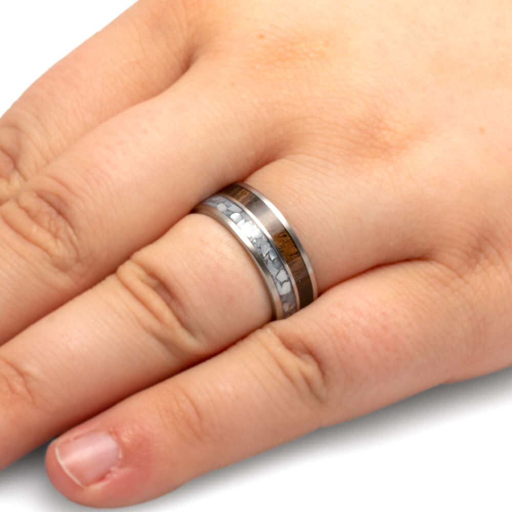 Mother of Pearl Ring for Men with Ebony Wood-4463 - Jewelry by Johan