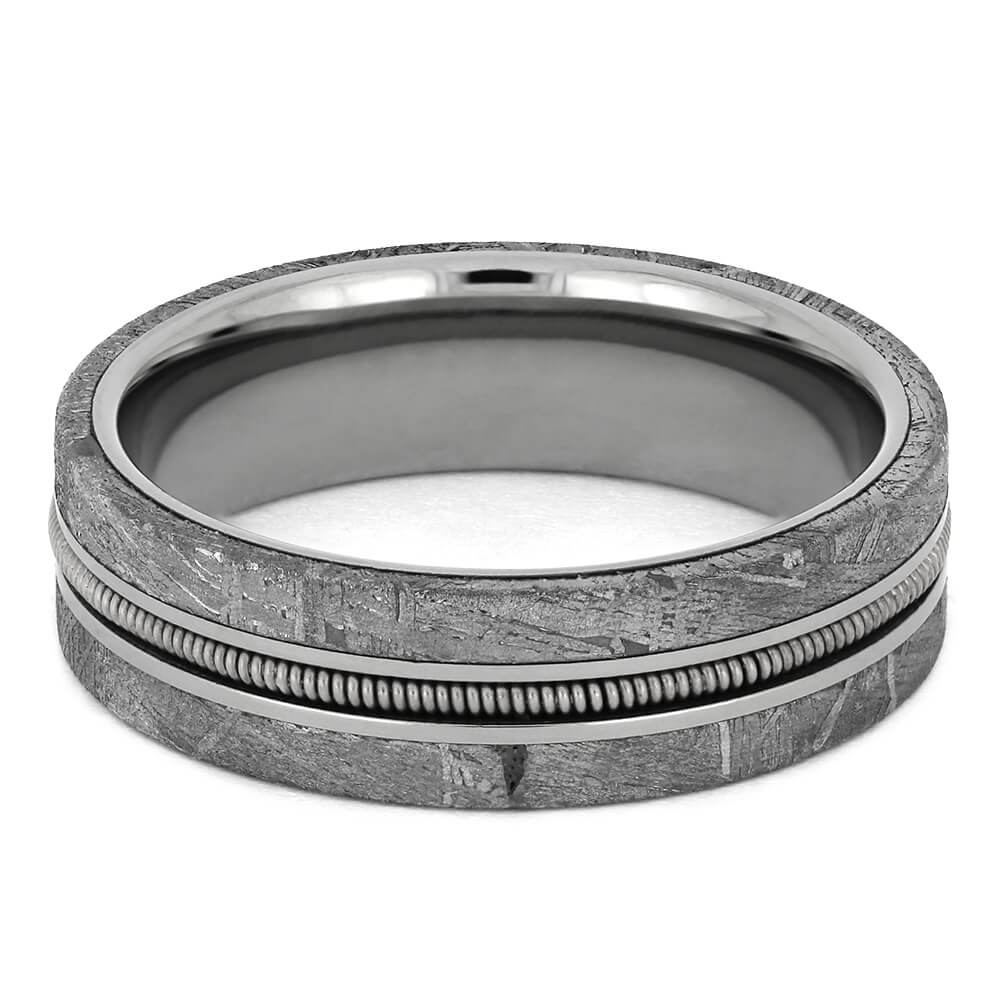 Guitar String Wedding Band in Gibeon Meteorite-4464 - Jewelry by Johan