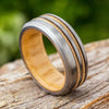 Double Guitar String Ring with Oak Wood Sleeve-4466 - Jewelry by Johan