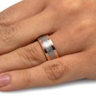 Rose Gold Wedding Band with Meteorite Inlay