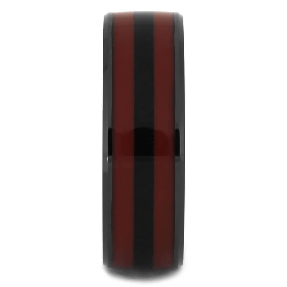 Black and Red Men's Wedding Band with Wood & Enamel-4469 - Jewelry by Johan