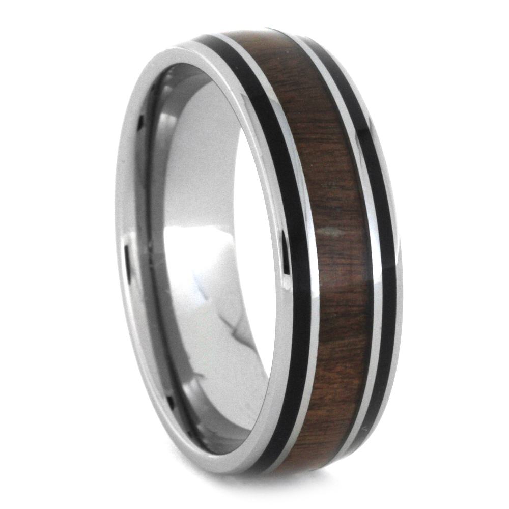 Men's Wedding Band With Wood Black Pinstripes, Size 13.75-RS8803 - Jewelry by Johan