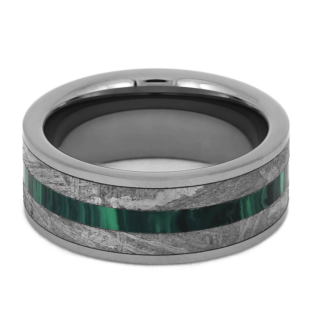 Tungsten Ring with Malachite & Meteorite-4473 - Jewelry by Johan