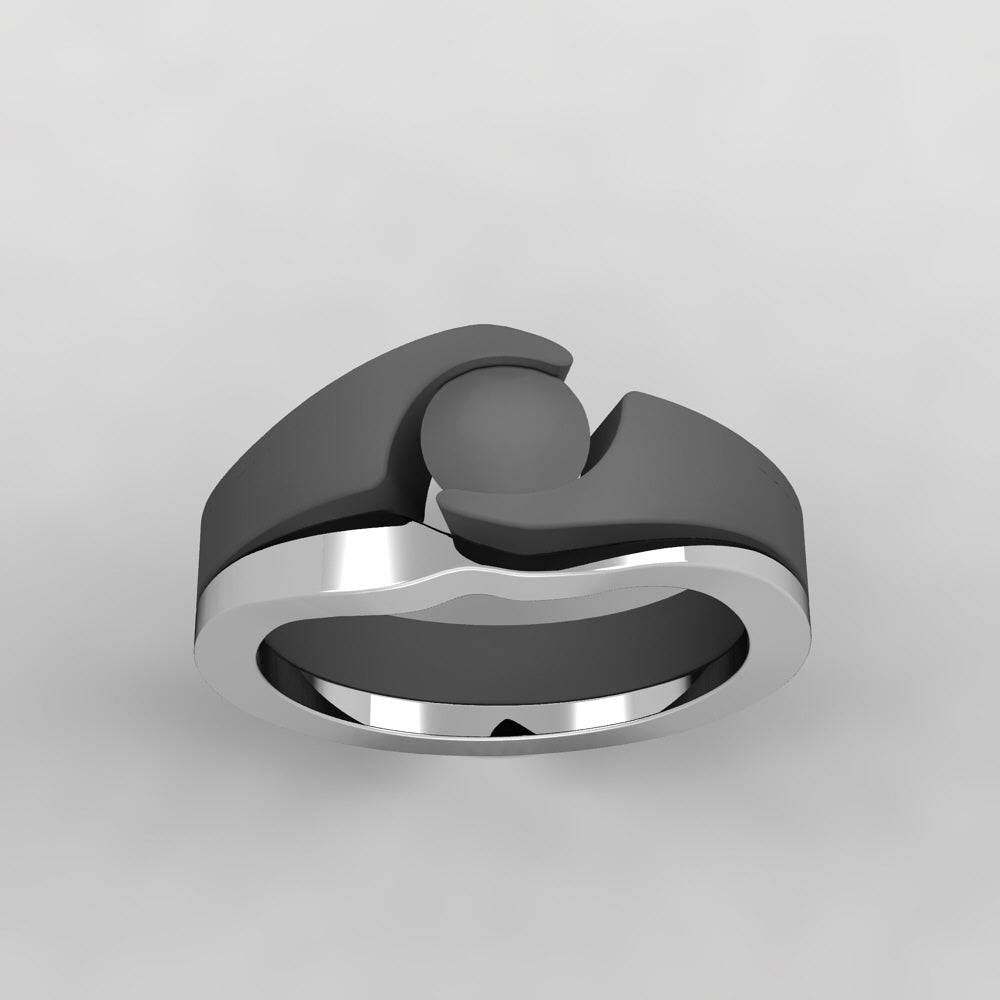Titanium Shadow Band to Match Engagement Ring-4475 - Jewelry by Johan