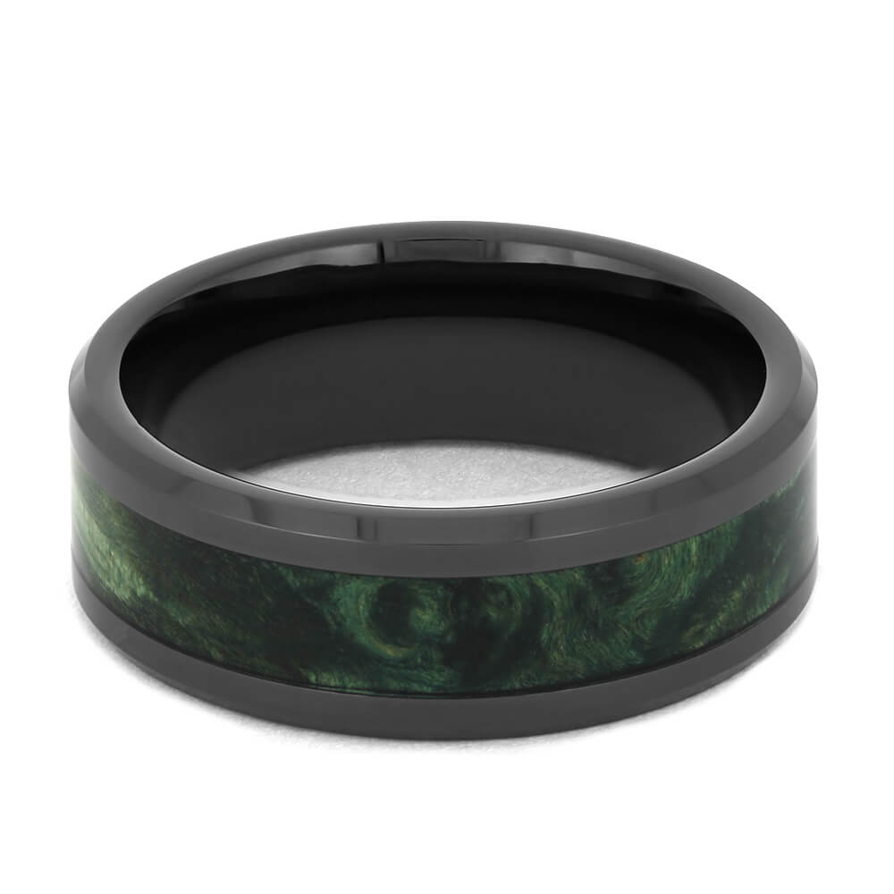 Green Box Elder Wedding Band in Black Ceramic-4479 - Jewelry by Johan