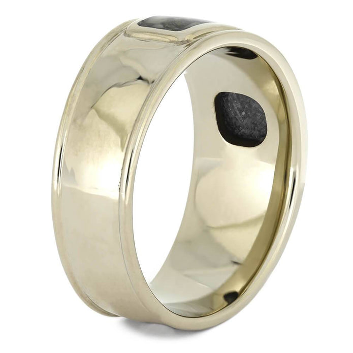 Meteorite Engagement Ring with Dinosaur Bone and Wide Design-4481 - Jewelry by Johan