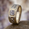 Meteorite Engagement Ring with Dinosaur Bone and Wide Design-4481 - Jewelry by Johan