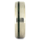 Matte White Gold Wedding Band with Green Wood-4482 - Jewelry by Johan