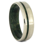 Matte White Gold Wedding Band with Green Wood-4482 - Jewelry by Johan