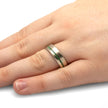 Matte White Gold Wedding Band with Green Wood-4482 - Jewelry by Johan