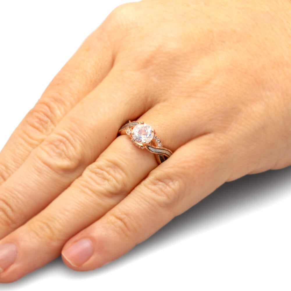 Moonstone Engagement Ring Twist Shank-4485 - Jewelry by Johan
