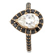 Pear Halo Engagement Ring with Black Diamonds-4486 - Jewelry by Johan