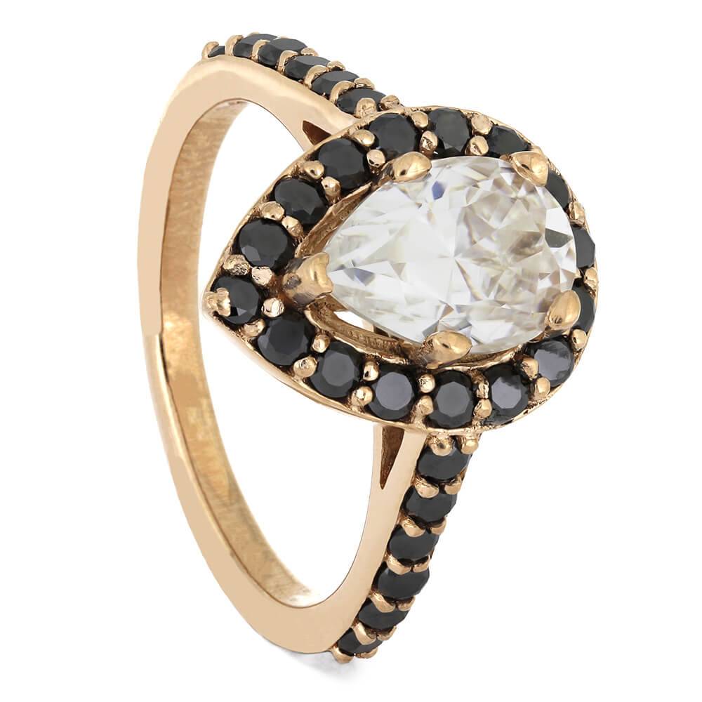 Pear Halo Engagement Ring with Black Diamonds-4486 - Jewelry by Johan