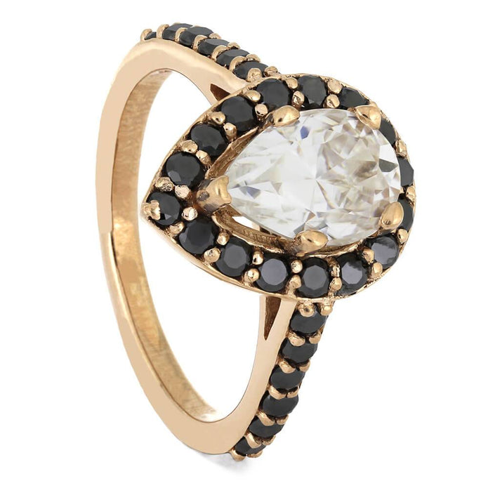 Pear Halo Engagement Ring with Black Diamonds-4486 - Jewelry by Johan