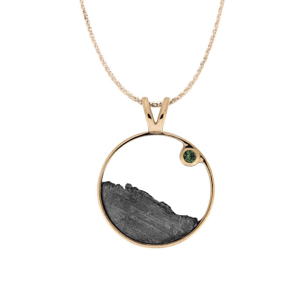 Moldavite and Meteorite Moonscape Necklace-4492-ML - Jewelry by Johan