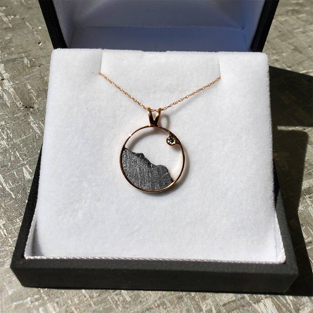Meteorite Moonscape Necklace with Moissanite-4492-M - Jewelry by Johan