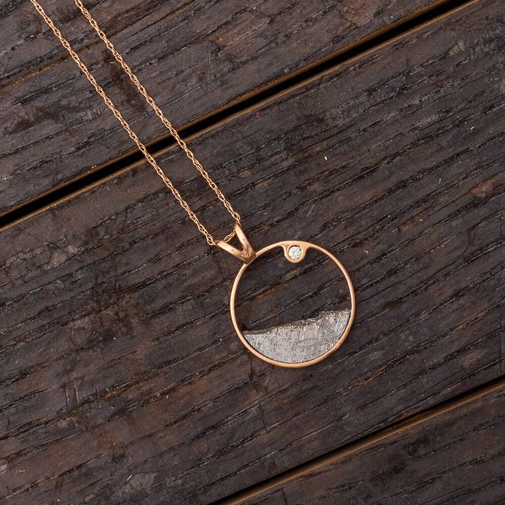 Meteorite Moonscape Necklace with Moissanite-4492-M - Jewelry by Johan