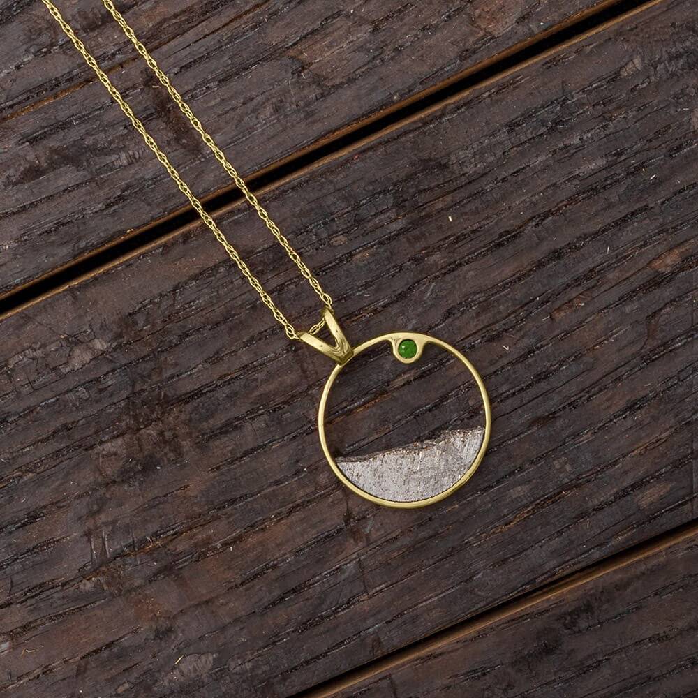 Gold and Meteorite Pendant