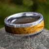 Damascus Stainless Steel & Whiskey Barrel Ring
