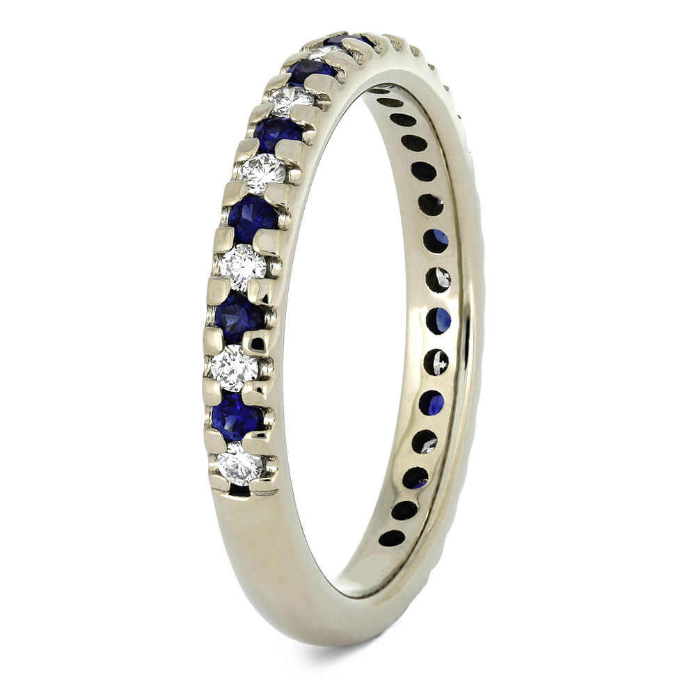 Blue Sapphire Wedding Band with Alternating Diamonds-4495 - Jewelry by Johan