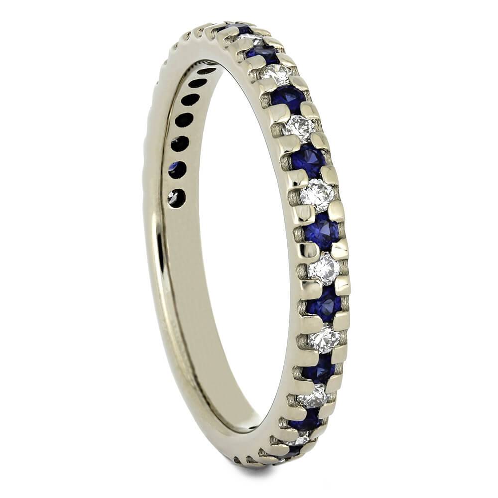 Blue Sapphire Wedding Band with Alternating Diamonds-4495 - Jewelry by Johan