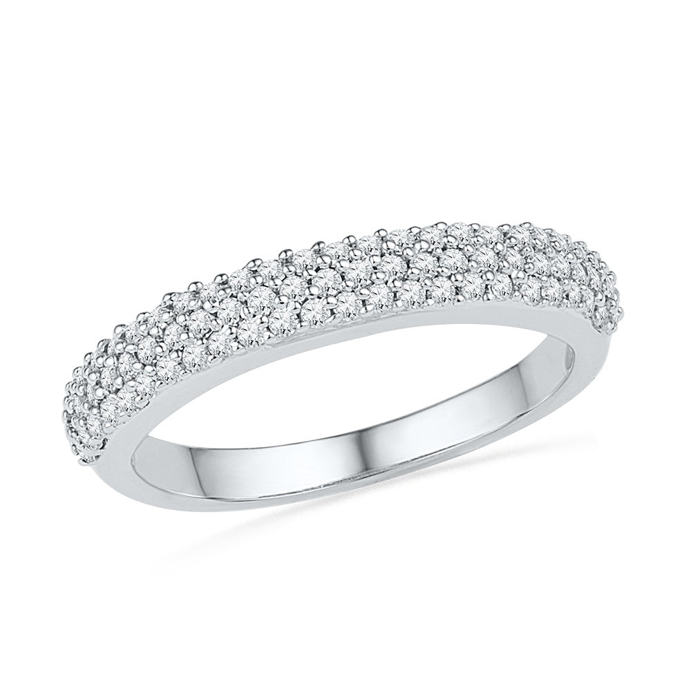 Triple Row Diamond Wedding Band in Sterling Silver-SHRA029011-SS - Jewelry by Johan