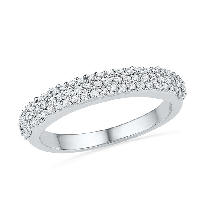 Triple Row Diamond Wedding Band in Sterling Silver-SHRA029011-SS - Jewelry by Johan