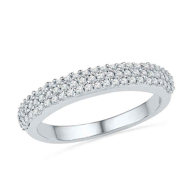 Triple Row Diamond Wedding Band in Sterling Silver-SHRA029011-SS - Jewelry by Johan