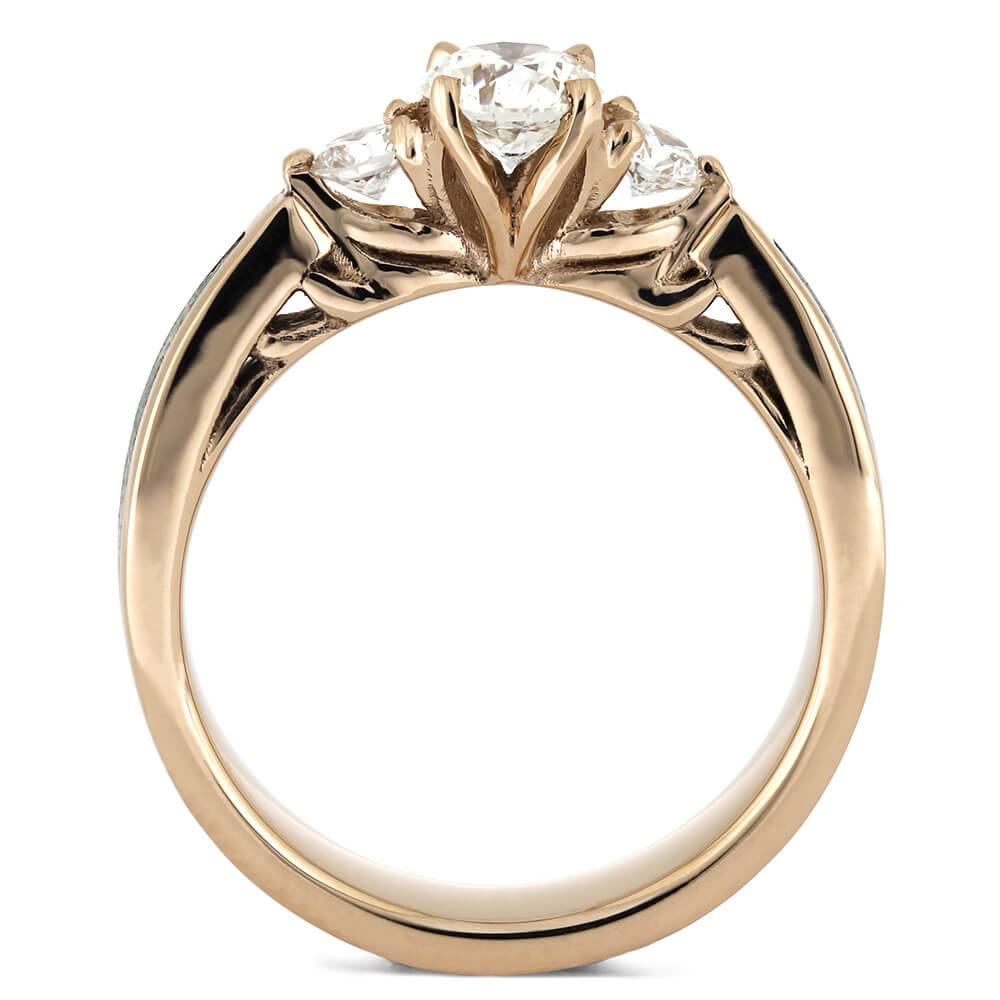 Diamond Engagement Ring with Desert Mosaic Turquoise and Rose Gold-4506 - Jewelry by Johan