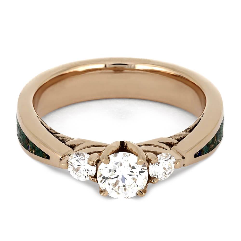 Diamond Engagement Ring with Desert Mosaic Turquoise and Rose Gold-4506 - Jewelry by Johan