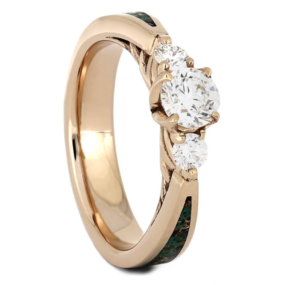 Diamond Engagement Ring with Desert Mosaic Turquoise and Rose Gold-4506 - Jewelry by Johan